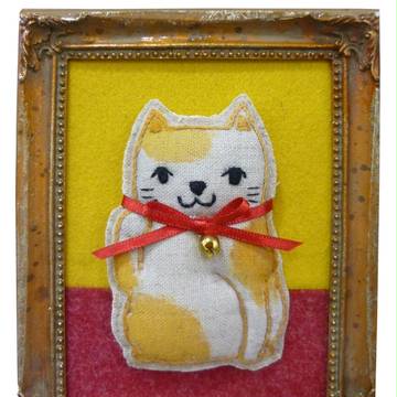 まねき猫／イラスト刺しゅう