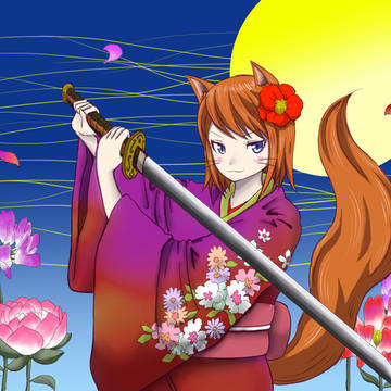 月夜の狐娘