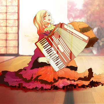 夕阳下的少女