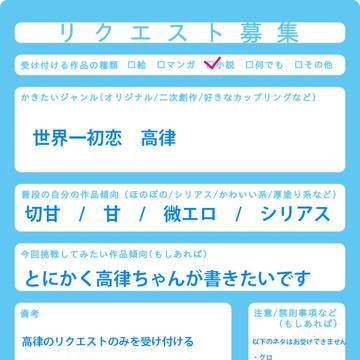 第一回勝手に高律ちゃん祭り【1作品脱稿残り2作品執筆中…】