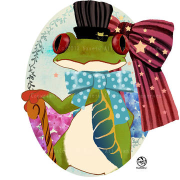 アカメカエルと紫陽花