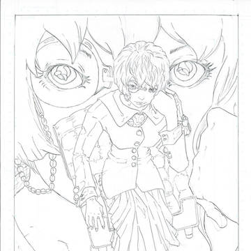極右のあさがやちゃん。線画
