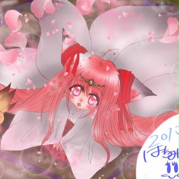 お狐ちゃんと子狐くん描いてみたよ(დ☣‿☣)o