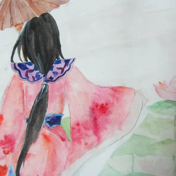 伴雨观荷