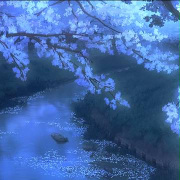 夜桜河川