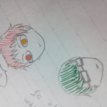 ノートの端っこに赤と緑