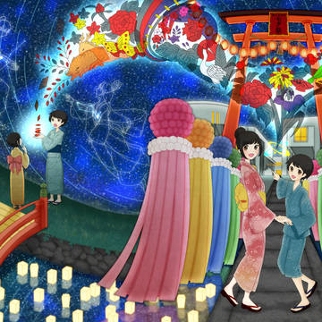 星札降る夜、夏祭り