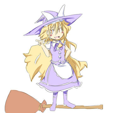 ほうきの乗る少女