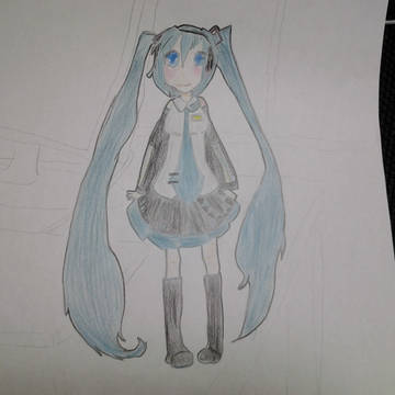初音ミクを描いた。