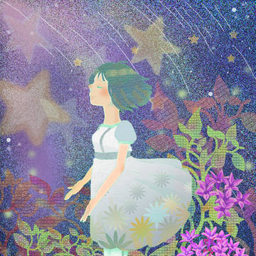 星と夜と草花と