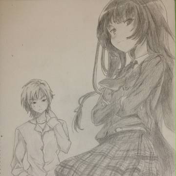 夜空と小鷹(はがない1巻表紙)模写