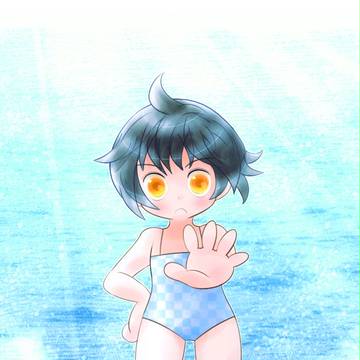 ちびっ娘海にて