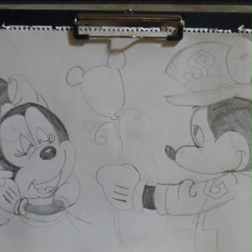 直感イラスト！３０周年ミッキー&ミニー描き直し分少し塗り絵