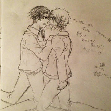 某雑誌の付録に則って描いたリヴァイさんとエレンくん