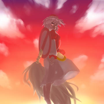 黄昏時の赤河童