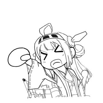 艦これ４コマの金剛を見て、真似して描いてみた