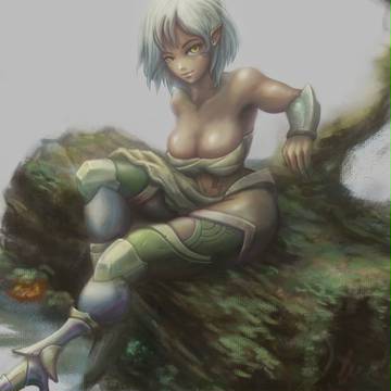 住院前的畫作=w= D&D 卓爾精靈 女戰士