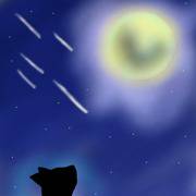 月を眺める猫