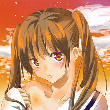 夕暮れ時の制服姿の女の子