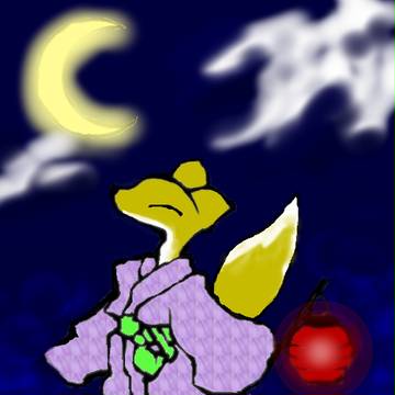 月見散歩の狐さん