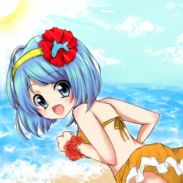マリンと海にきたっぴ