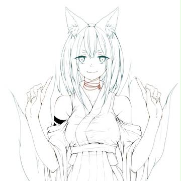 きつね娘　線画