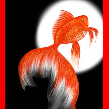 月と金魚