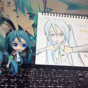 ミクさん誕生日お祝い描き