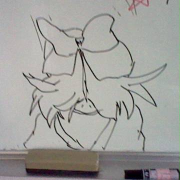 ホワイトボード絵:蛍ちゃんの後ろ姿