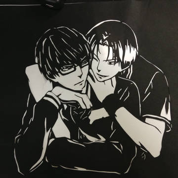 『黒バス』　切り絵　緑間×高尾