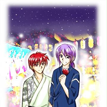 夏祭り（赤紫）。