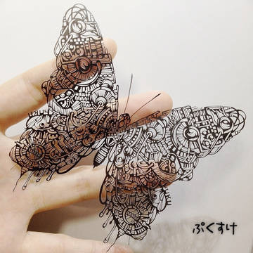 機械蝶 切り絵