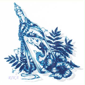 ボトルマーメイド 切り絵