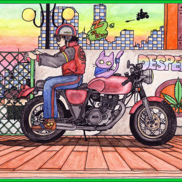 バイクに乗って、いい夢見てます。