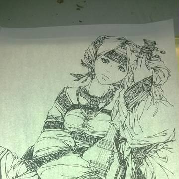 抚琴少女