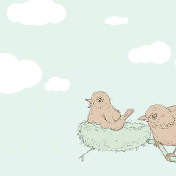 两只 线稿鸟