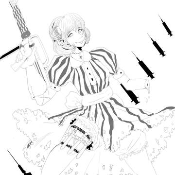 ゾンビ娘（線画）