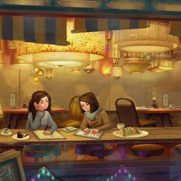 Sepia colored cafe