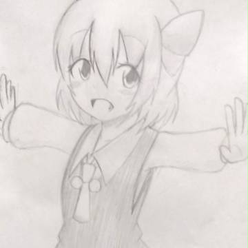 アナログでルーミア描いてみた
