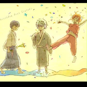 両手に花を