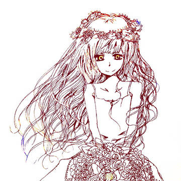 A bouquet and girl