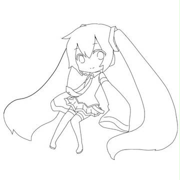 ミクさんとリンちゃんの塗り絵