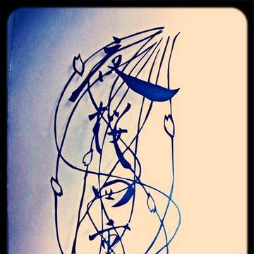 夜桜四重奏【書道×切り絵】