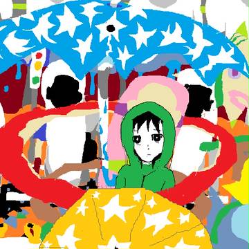 傘を重ねる