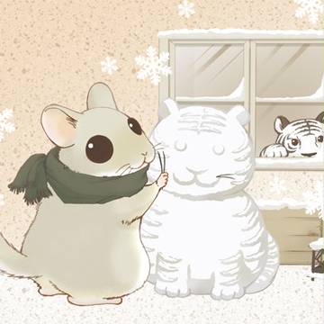 楽俊とたま雪だるま