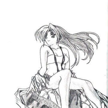 Girl sitting on rock