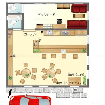【秘花】喫茶「梟｣間取り想像図