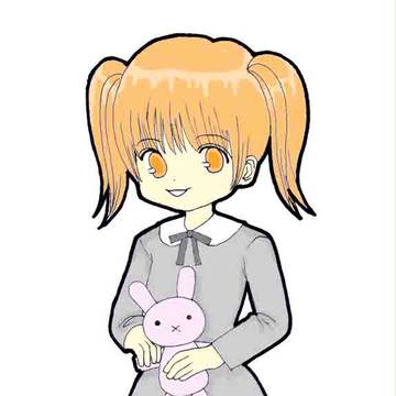 女の子とうさぎのぬいぐるみ。