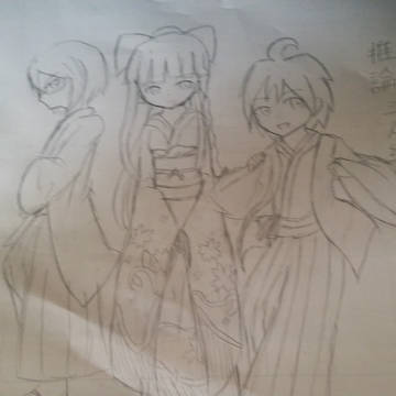 推論三人組の和服姿描いてみた