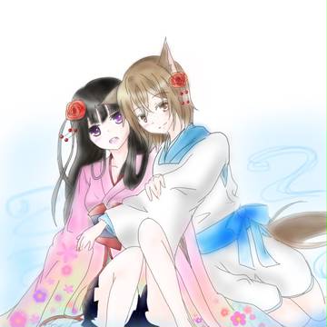 和風の女の子&妖狐